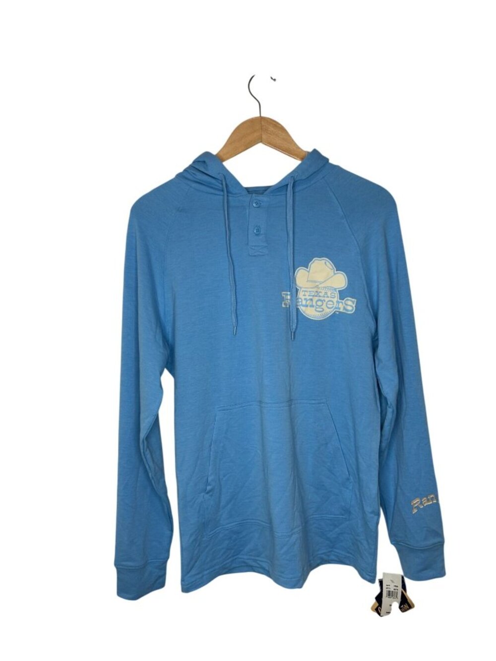 NWT Texas Rangers Blue Lightweight Henley Hoodie Men's Small MSRP $50